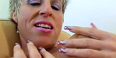 Old German Chick With Huge Natural Tits Playing With Her Sex Toy