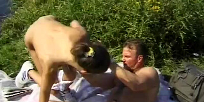 Amateur girlfriend outdoor suck and fuck action with facial