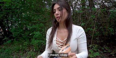 POV super cute GF in jeans likes to be banged outdoor