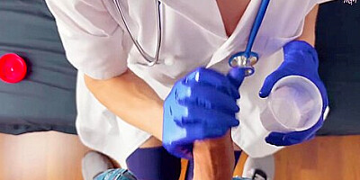 Pov Cfnm Handjob Only: Nurse With Surgical Gloves Is Helping A Hard To Cum Patient To Get A Sperm Sample For Analysis
