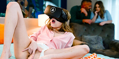 Stepparents watch stepdaughter masturbate under vr headset