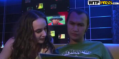 Russian teen 18+ bitch sucking a cock in the toilet