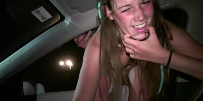 Teenage Alexis Crystal AKA Anouk PUBLIC car group-bang
