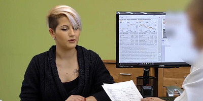 Blonde MILF is getting fucked by the bank officer
