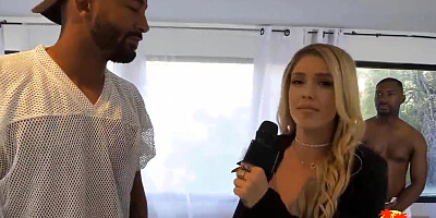 Black males surround a reporter and make her suck off