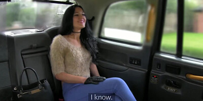 British taxi babe facialized by horny driver