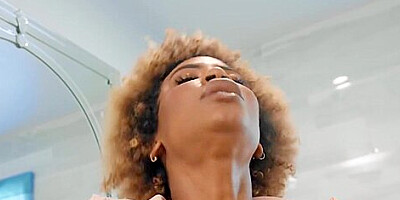 Curly-haired Ebony With Fake Boobs Shares Hard Knob With Quinton James, Demi Sutra And Aubree Valentine