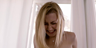 Blonde in sexy lingerie is riding that hard pecker