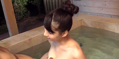 Astonishing Asian with perky breasts worships his body