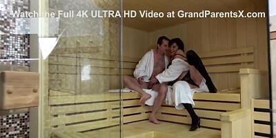Chicks spend time with old lovers in sauna
