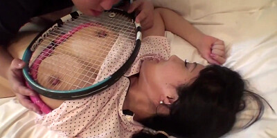 Uncensored Japanese milf affair with tennis racket Subtitled