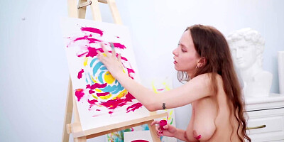 Lovely artistic girl is being naughty in this masturbation video