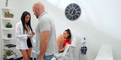 JMac fucking a brunette while a female doctor is watching