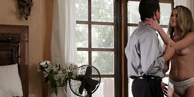 Glamorous blondie named Athena gets screwed by her husband