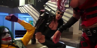 Great threesome scene from 'Batman V Superman' porn parody