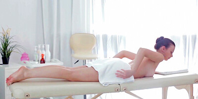Sexy time is had on the massage table with a brunette