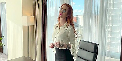 A Trapped Redhead Boss Gets Her Ass Fucked In The Office By Two French Black Guys!!!