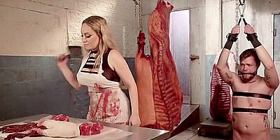 Aiden Starr And Michael Vegas In Meat Delivery Man Bound And Pegged