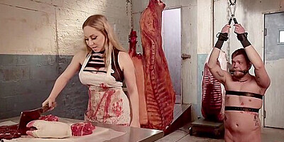 Aiden Starr And Michael Vegas In Meat Delivery Man Bound And Pegged