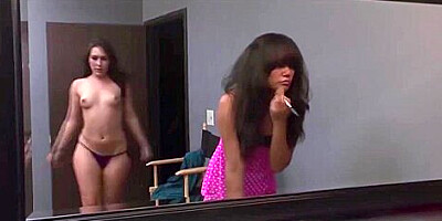 Brunette Stripper Licking Ebony Lesbian