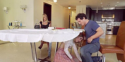 Hottest Stepmom Catches Slut Under Table With Rachael Cavalli