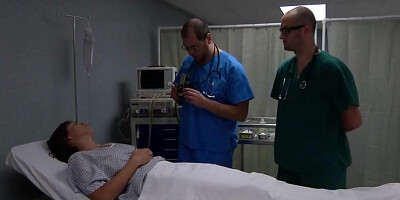 Two Perver Doctors Fucked Brunette Babe On The Couch