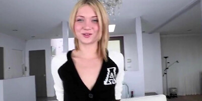 Petite blondie Dakota Skye rides a huge cock and gets facialized