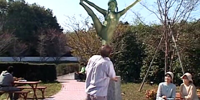 Cosplay Porn: Public Painted Statue Fuck 1