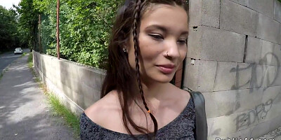 Amateur Flashes Big Tits And Hairy Pussy