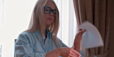 Laying on the couch and slowly rubbing her perfect cunt