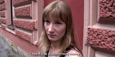 A golden-haired student 18+ is looking for some money!