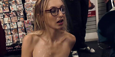 Alexa Grace sucks many BBCs at adult bookstore