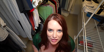 Sexy Busty Redhead Stepmom Fucks Stepson In The Closet With Johnny Love And Maggie Green