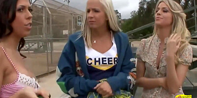 Racy Lesbian Blondes Passionately Eat Each Other Out Outdoors Before Using Their Big Sex Toys