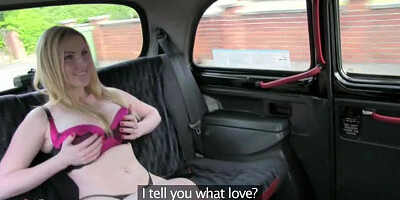 Big natural boobs British amateur blonde sex in a taxi with the driver