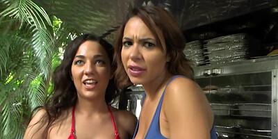 Bruiser and his assistant lure naive brunette into quick fuck