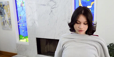 Man receives a blowjob by dark-haired girlfriend and tanned ex