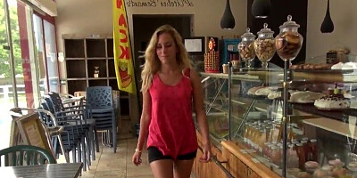 French blonde has anal sex after bakery is closed