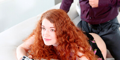 Charming redhead gets soaked in sperm after a good fuck