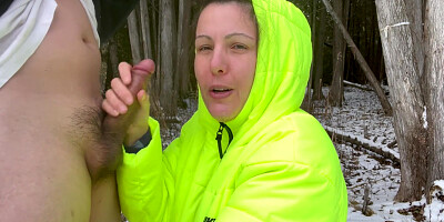 Mouthful Of Hot Creamy Cum & On Puffy Jacket