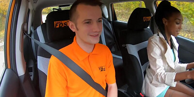 Public ebony driving student got banged in the backseat