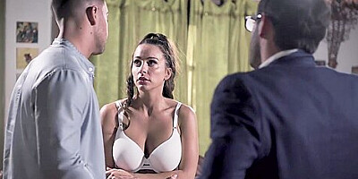 Busty Casting Babe Enjoying Two Big Dicks At The Same Time