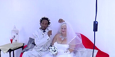 Busty Granny Bride Rides Black Dick