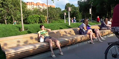 Public park up skirt pussy flash by Jeny Smith