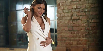 The cute blonde with long legs has a foot fetish