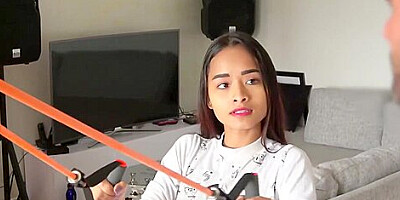 Hot Petite Brown Athletic Teen 18+ Workout