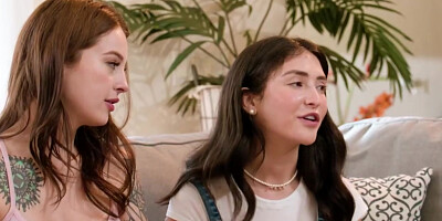 Busty lesbian milf dovefucking and licking her stepdaughters