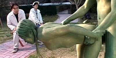 Cosplay Porn: Public Painted Statue Fuck 2