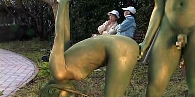 Cosplay Porn: Public Painted Statue Fuck 2