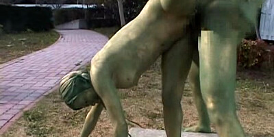 Cosplay Porn: Public Painted Statue Fuck 2